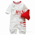 Short-sleeved Baby Romper, Made of 100% Cotton Fleece, Customized Designs are Welcome